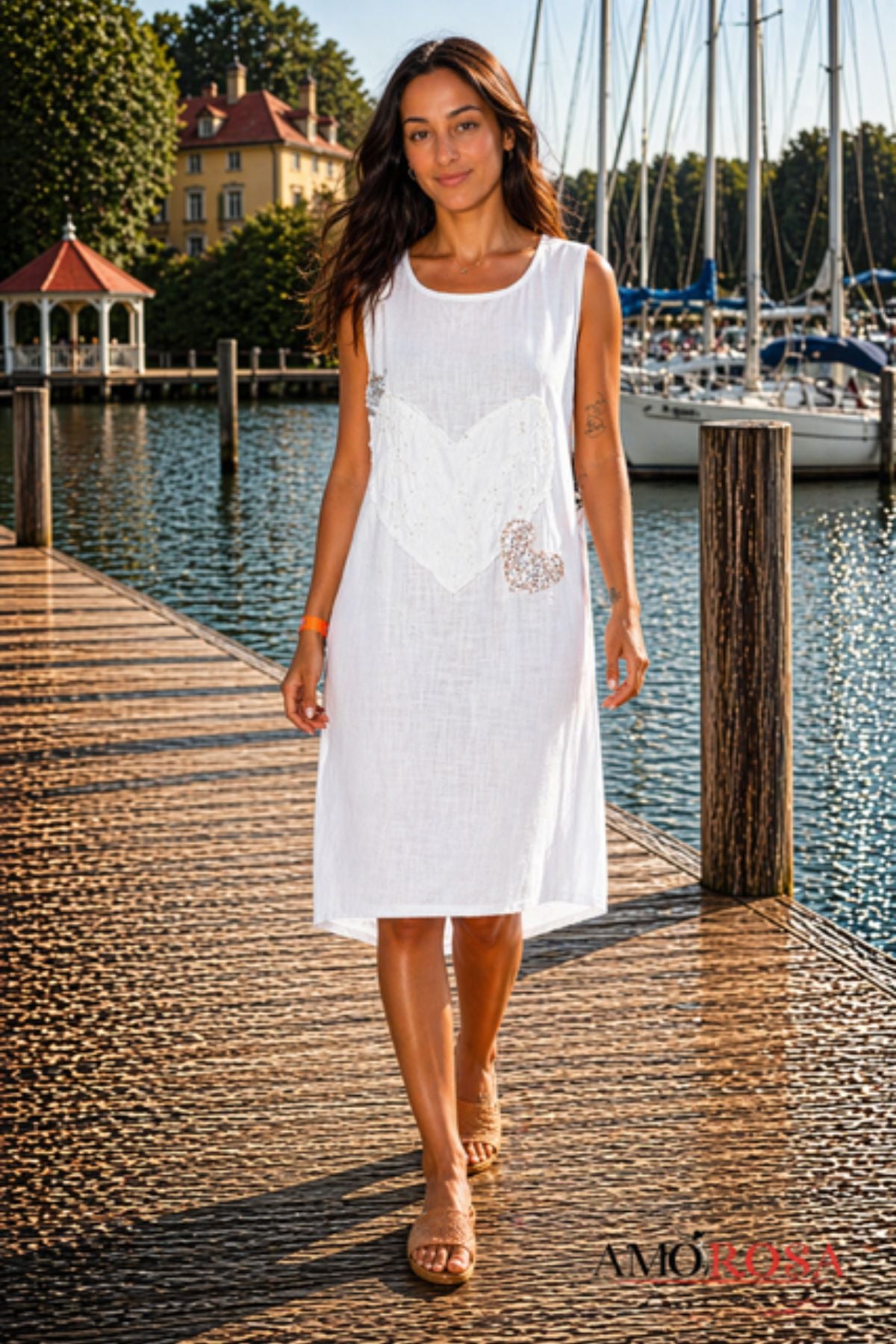 Amarosa Lace and Sequin Tripe Heart Dress