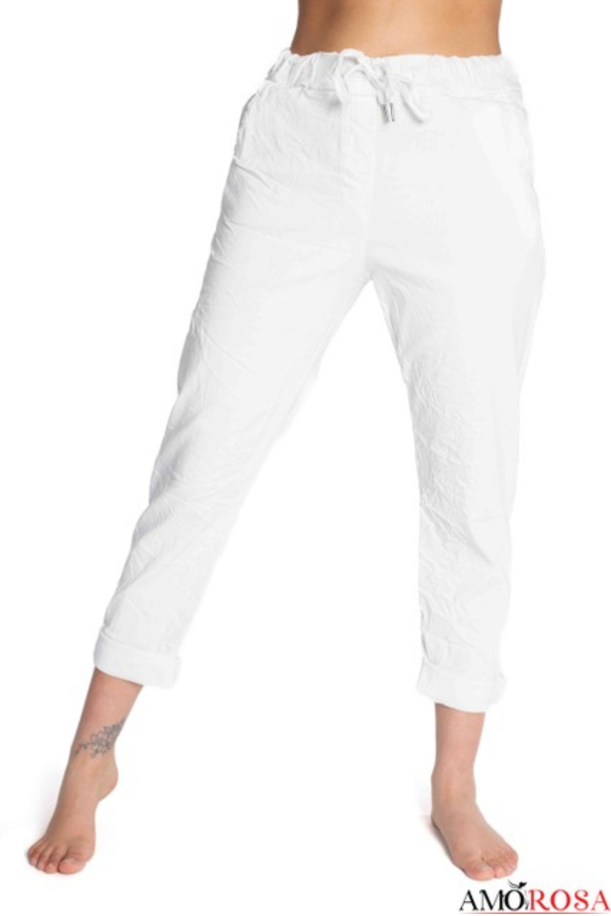 Amorosa Cotton Wrinkled Classic Pant White