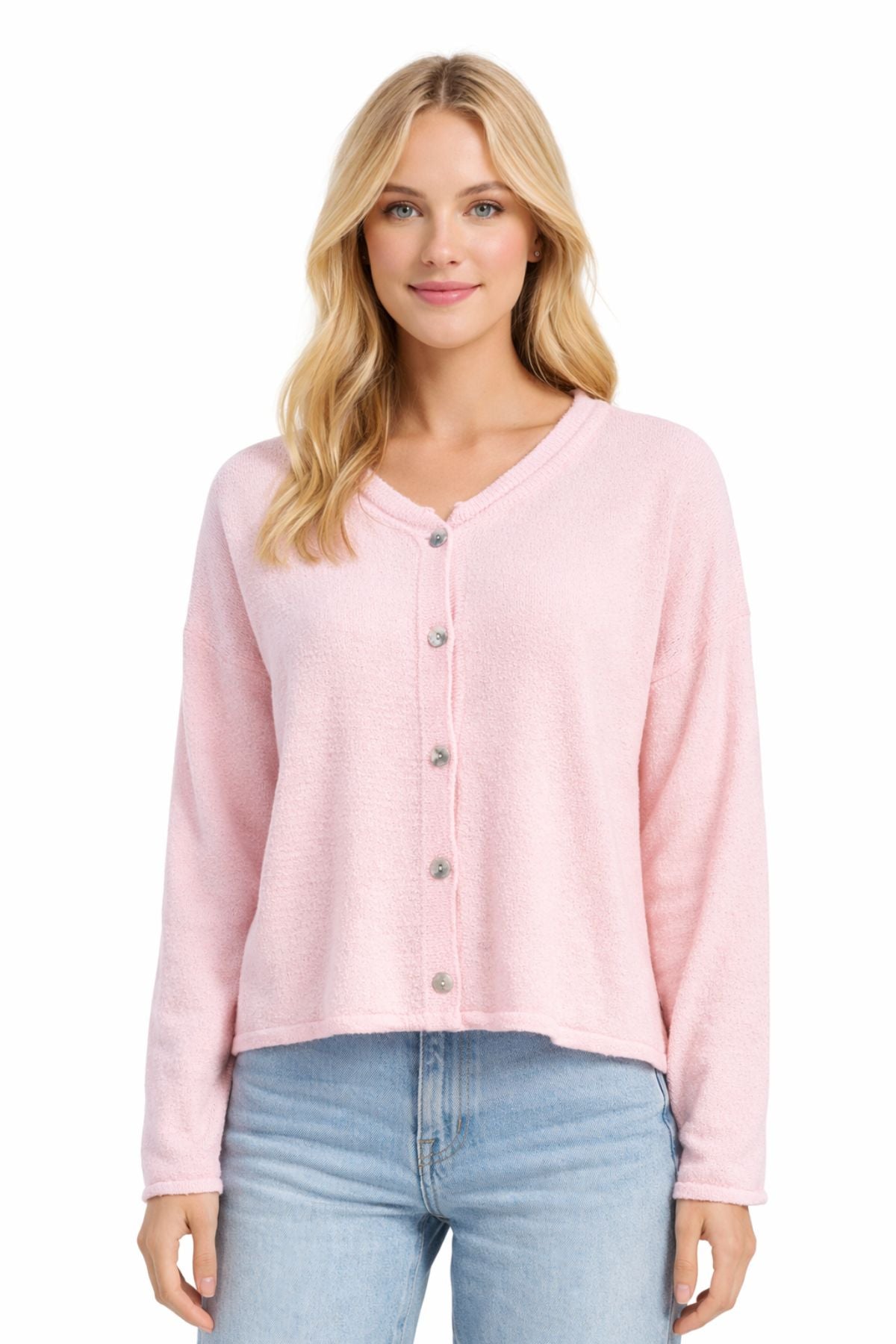 Astrid - Knit Cardigan - Pink Or Cream