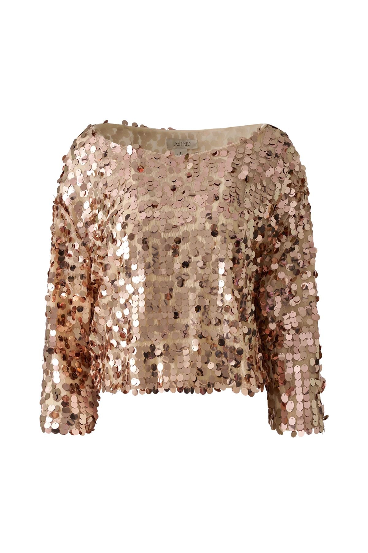 Astrid - Woven Sequin Top - Camel