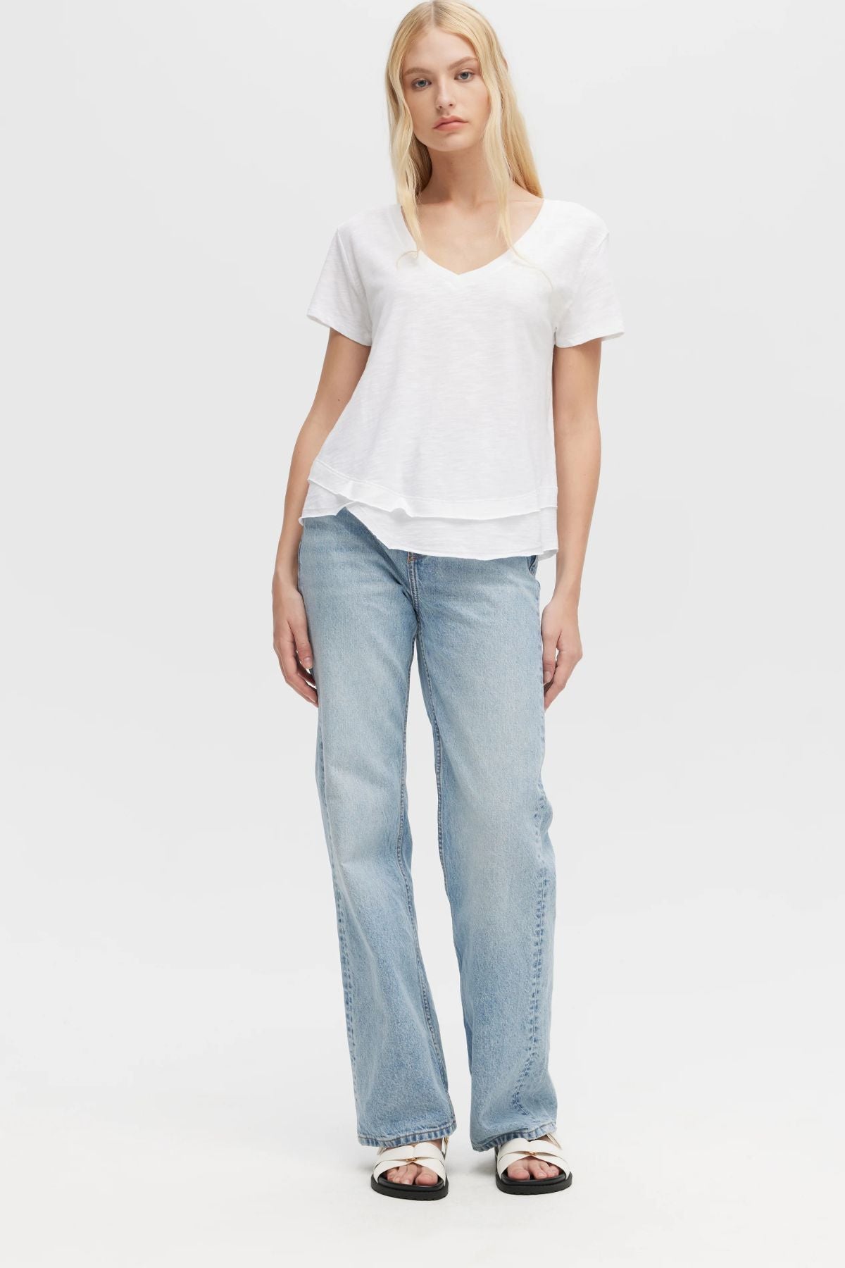 CHRLDR - Ava V - Neck - V-Neck Mock Layer T-Shirt