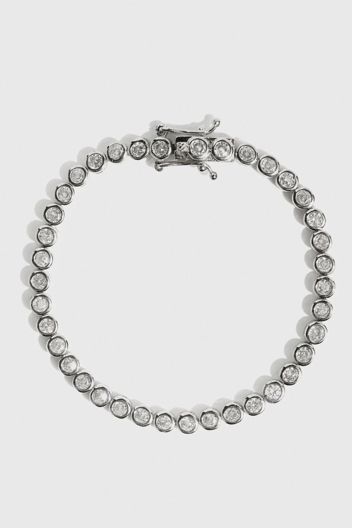 Drae Collection - Round Bezel Tennis Bracelet - Silver