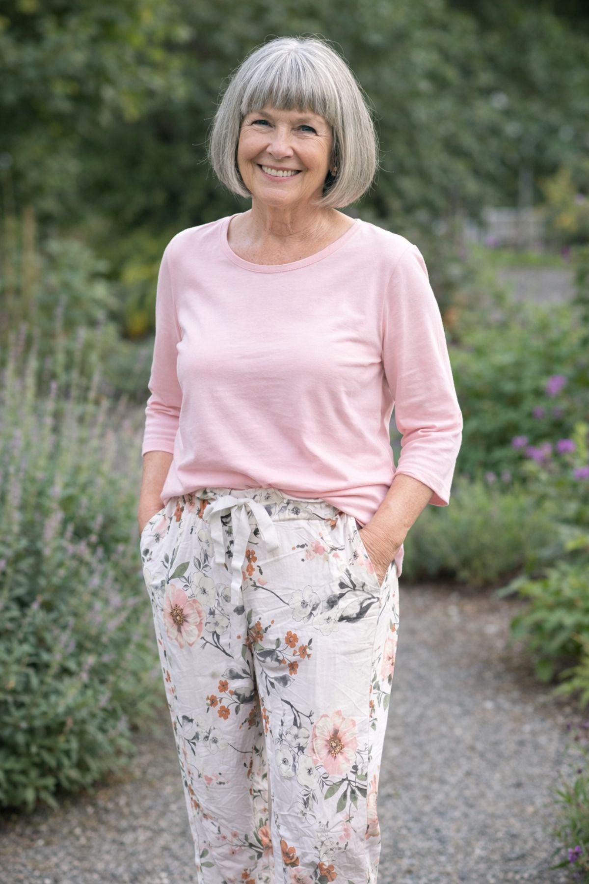 Elissia - White Pant With Floral - Botanical Detailing