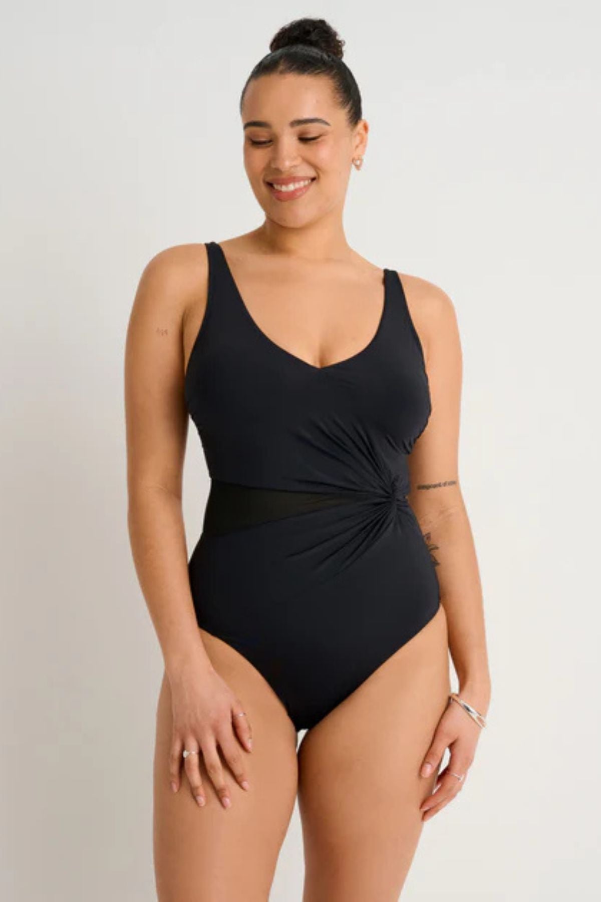 Everyday Sun One-Piece Twist Front & Mesh Insert - Matte Black day -