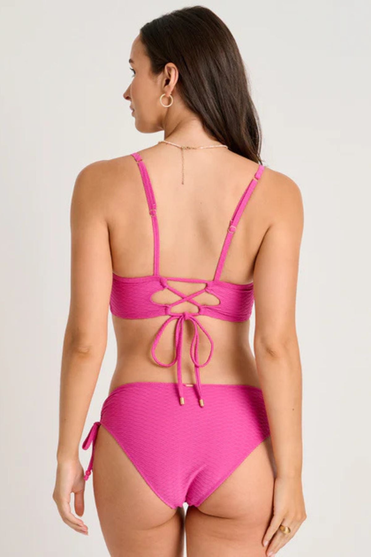 Everyday Sunday - High Leg Knit Bikini Bottom - Peony Pink