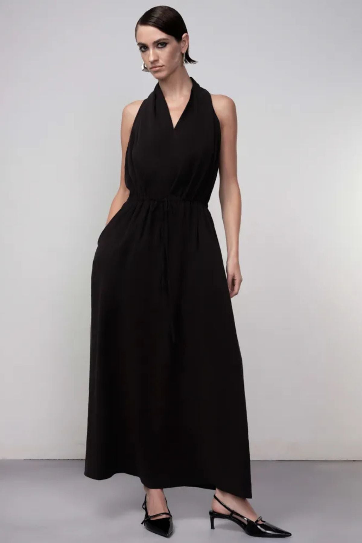Haako -  V-Neck Dress - Black