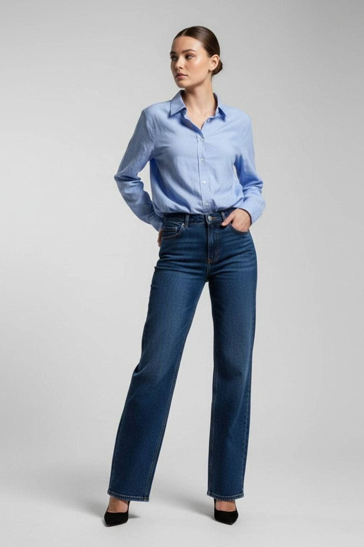 Ivido - Button Up Blouse - Light Blue