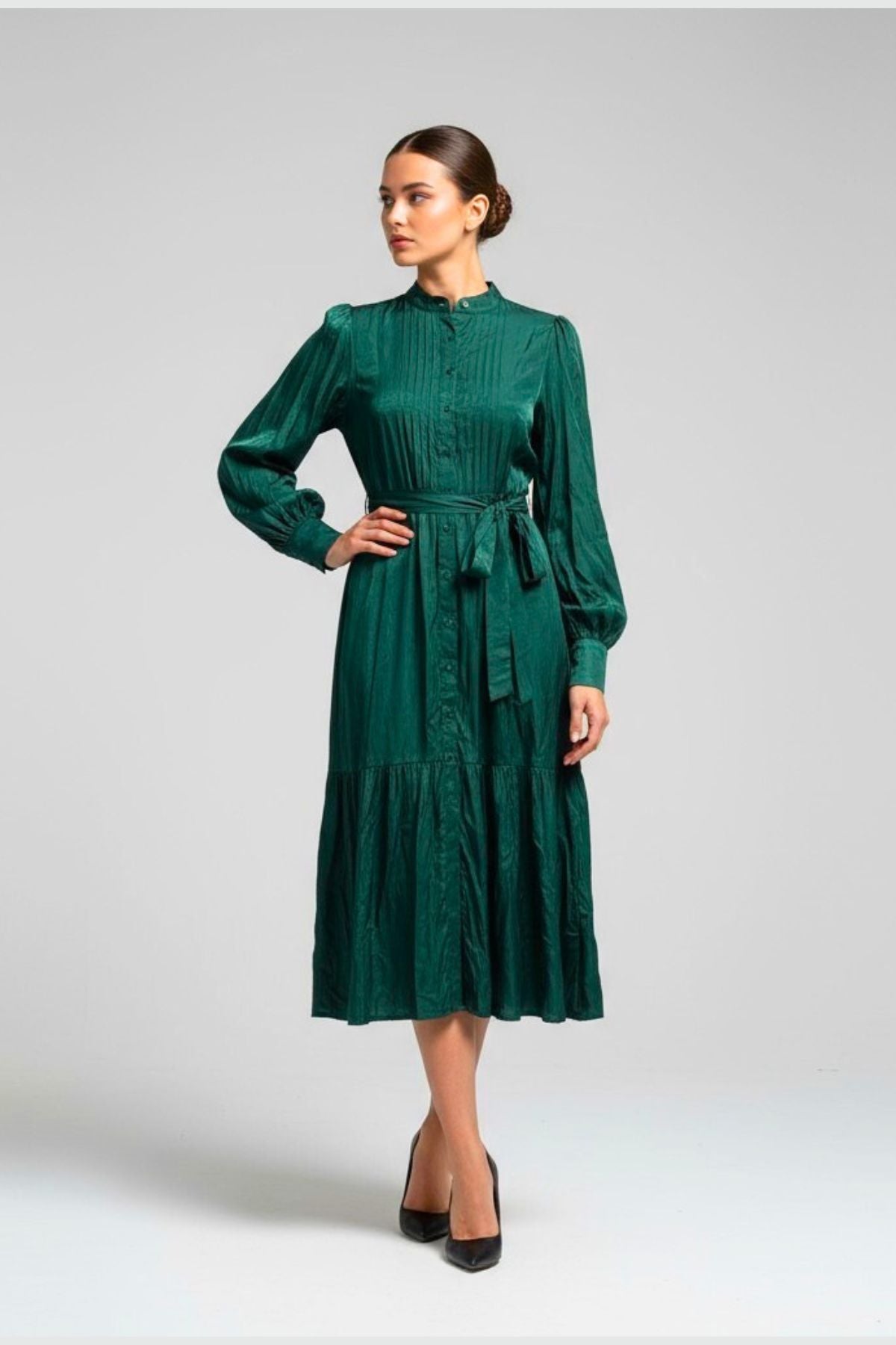 Ivido Green Satin Dress
