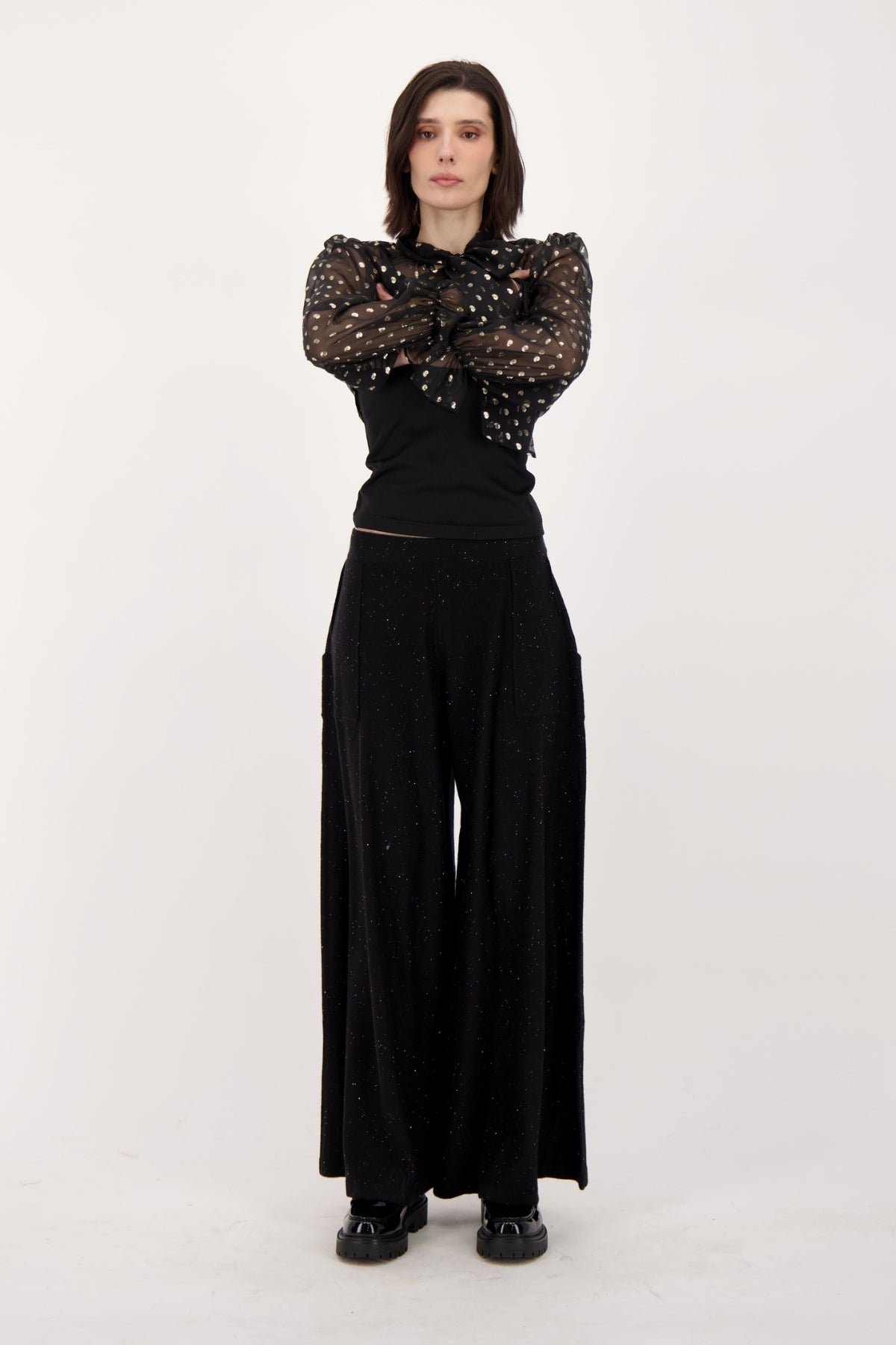 Spanner-Jacquard Foil Dot Blouse