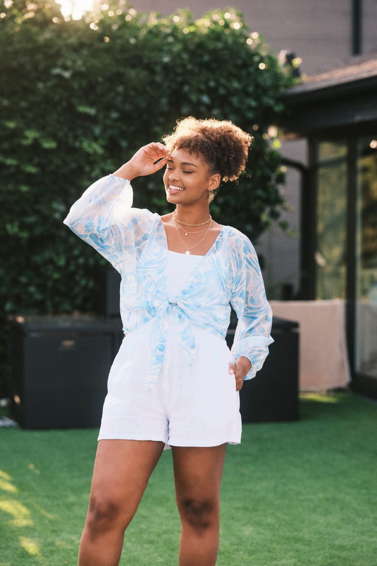 Jessica Laura - Swirl Gauze Top - Blue