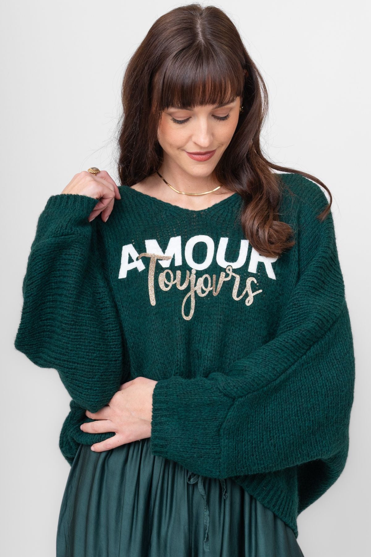 Me & Gee - Amour Pullover Sweater - Emerald