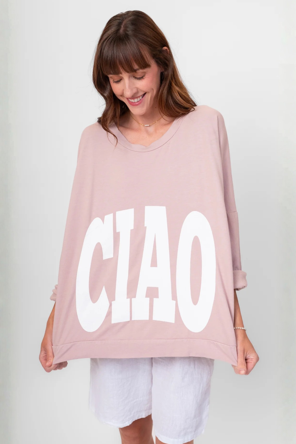 Me & Gee - Oversized Ciao Pullover Top - Rose