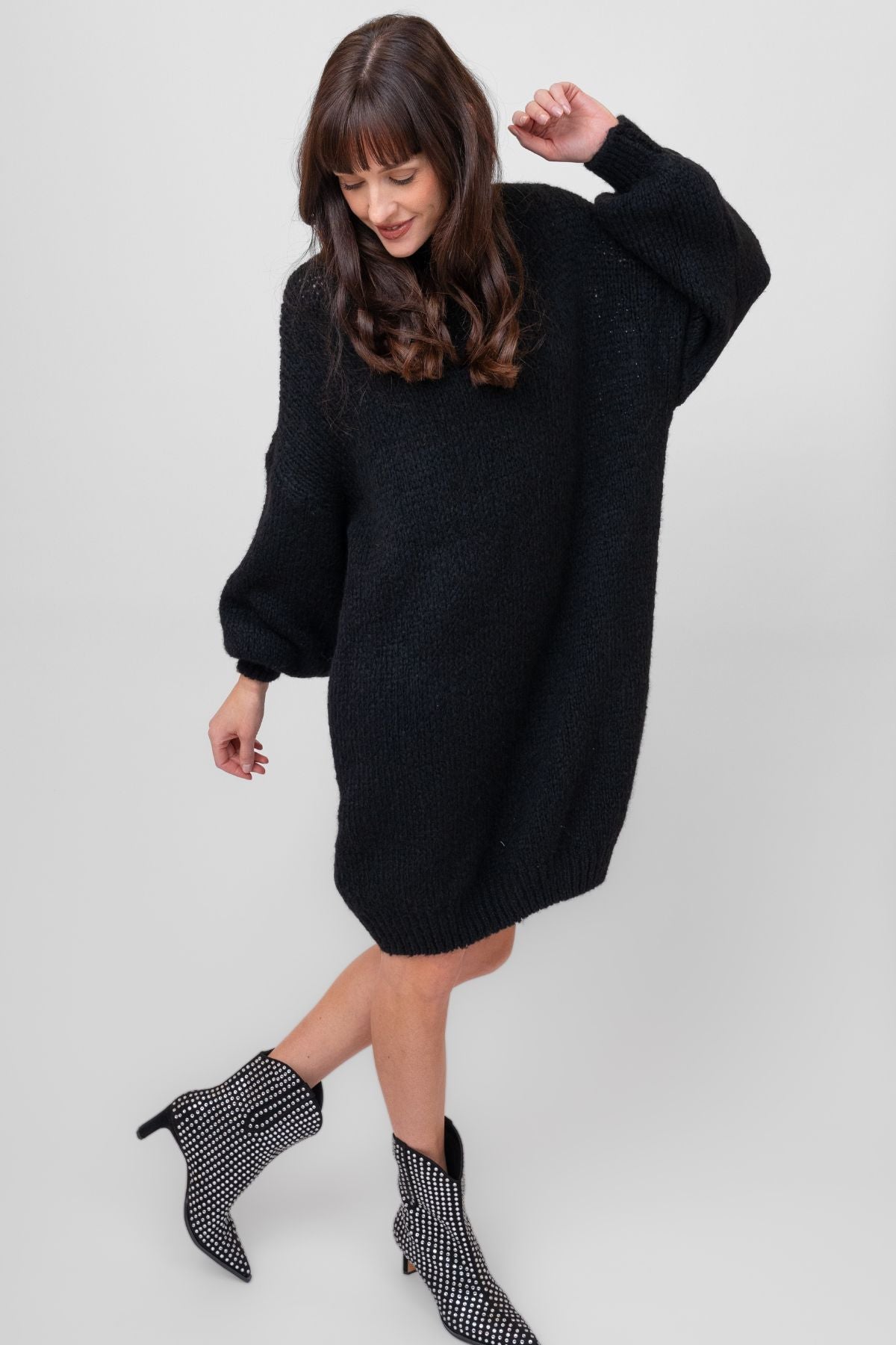 Me & Gee - Over Sized Knit Dress - Black