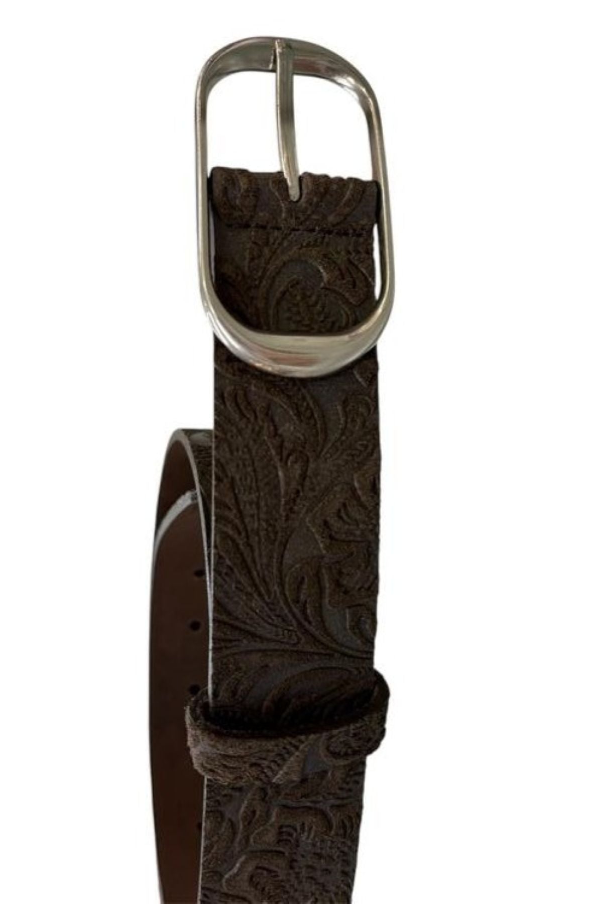 Medike Landes - Embossed Leather Belt with Silver Buckle B30837