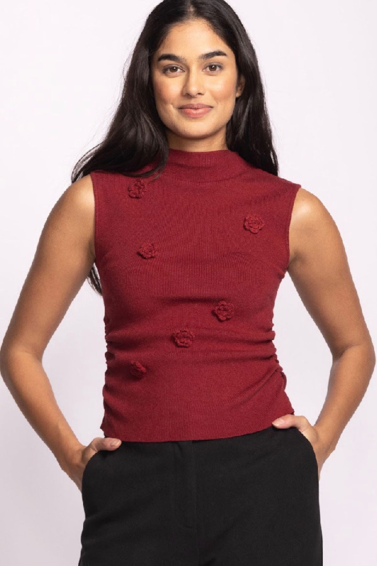 Pink Martini - Sleeveless Rosslie Sweater - Rust