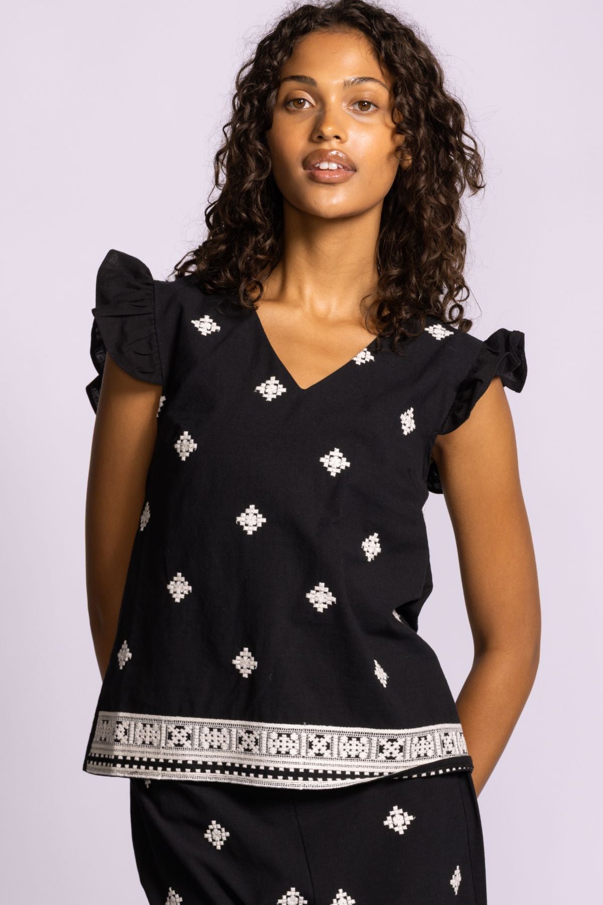 Pink Martini Saticoy Top-Black