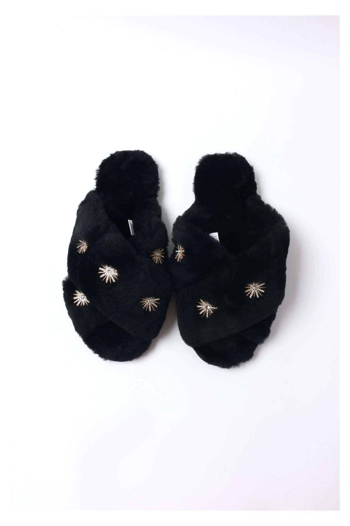 Pissenlit - Sheepskin Slippers - In Black/Glow Pink/Pink