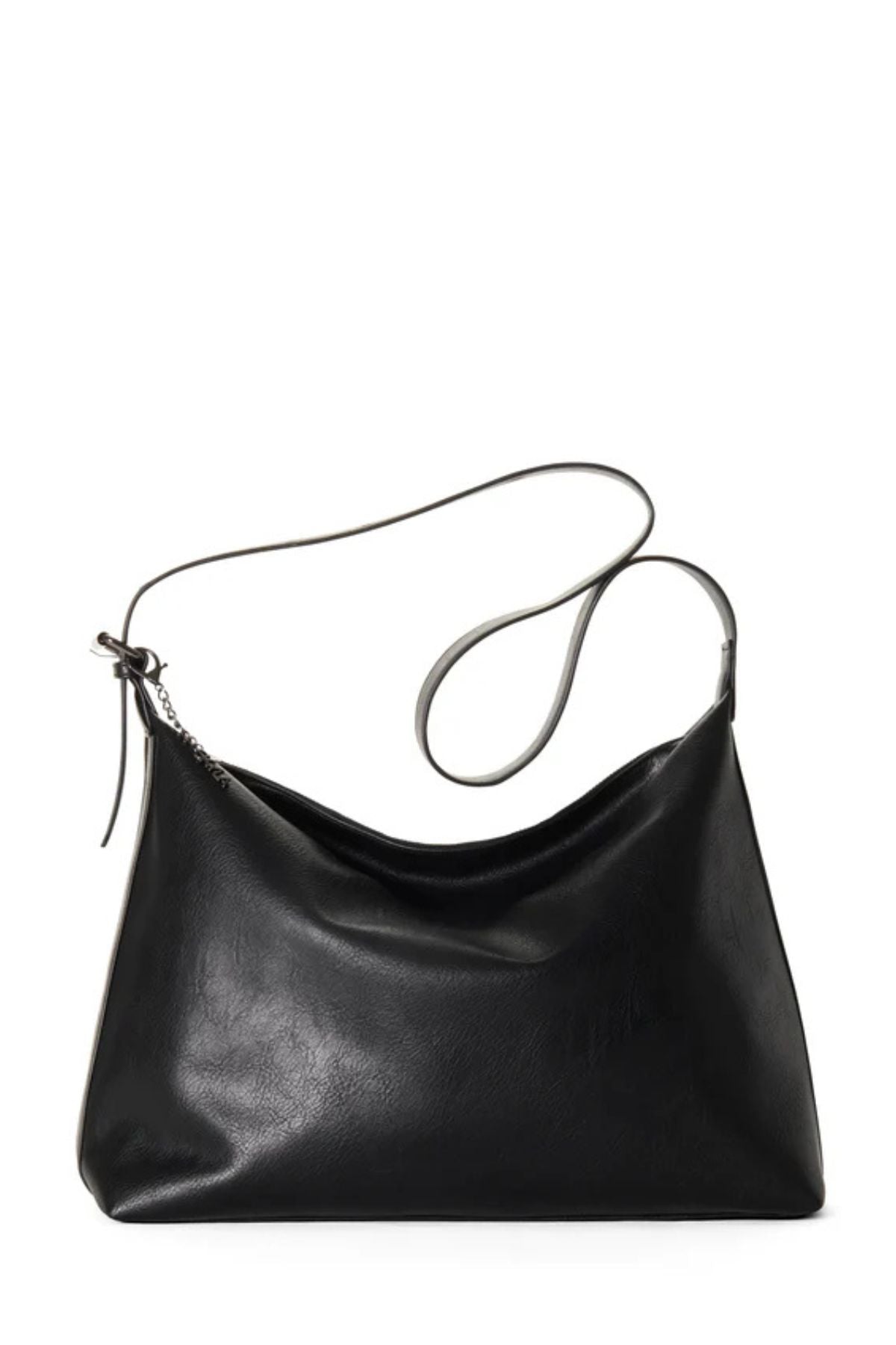 Skyla - Valerie Vegan Leather Crossbody Hobo Bag - Black/Sand/Cognac