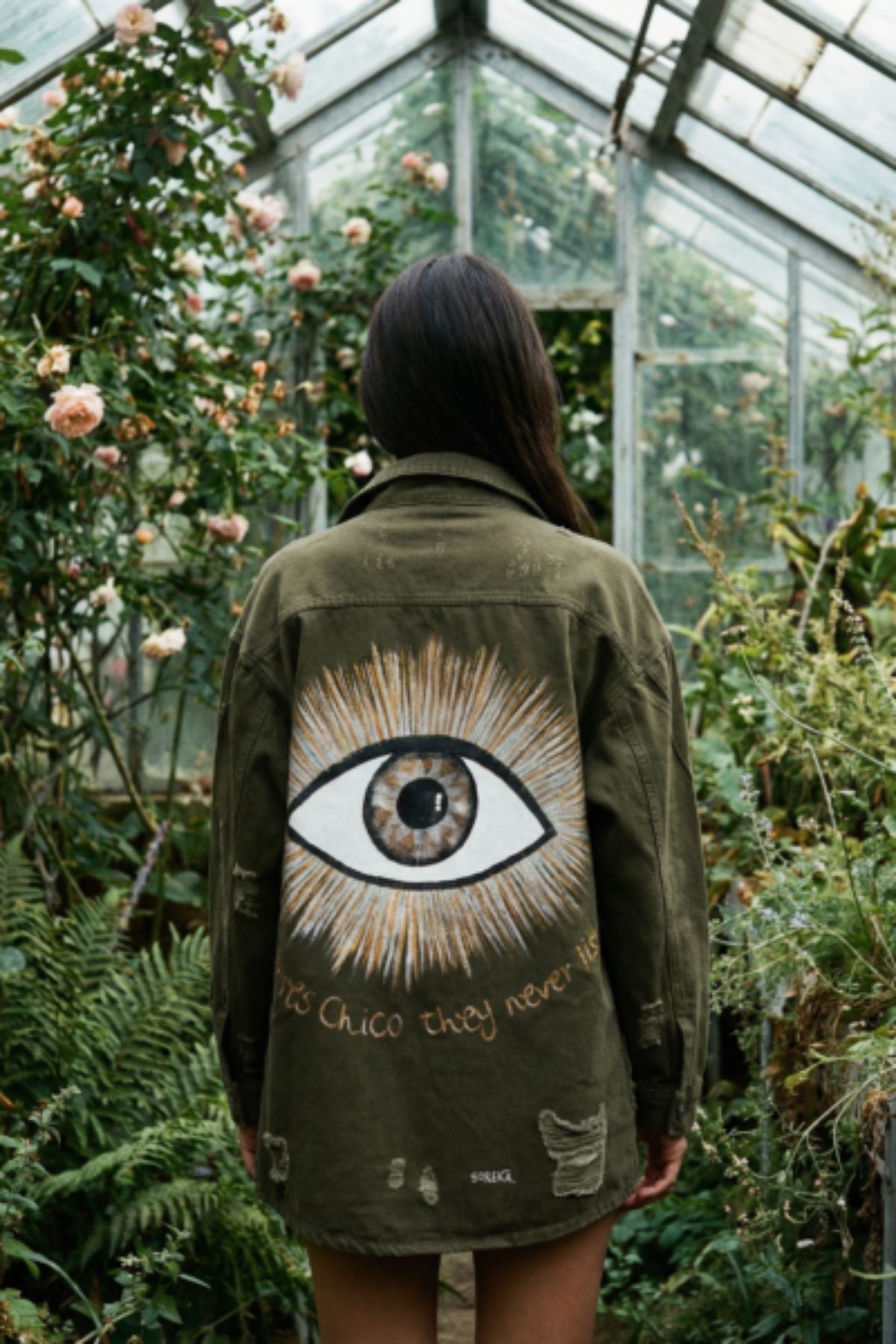 Sorena - Sorena Eye Graphic Jean Jacket - Olive