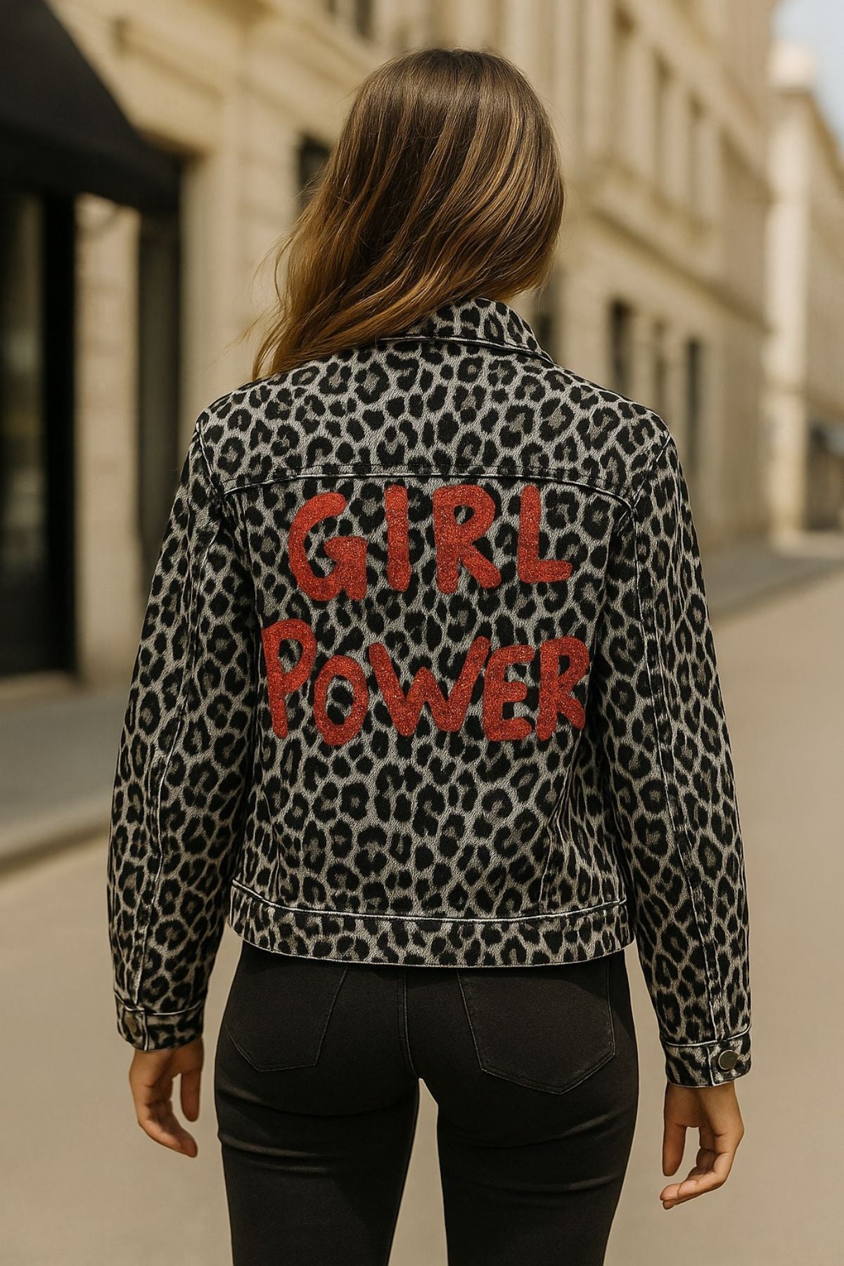 Sorena - Girl Power Leopard Denim Jacket