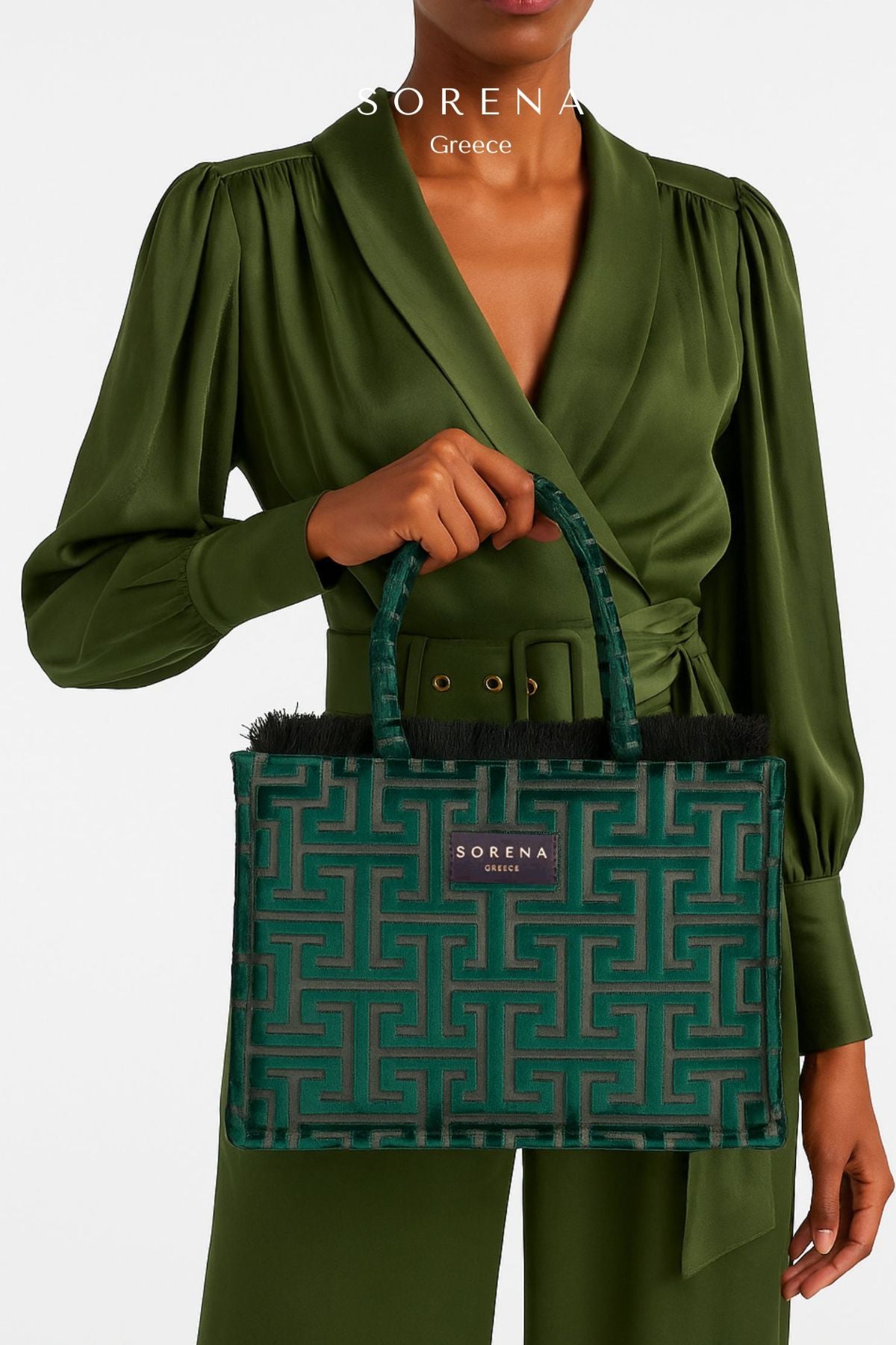 Sorena - Nafsika Medium Tote Bag - Emerald Green