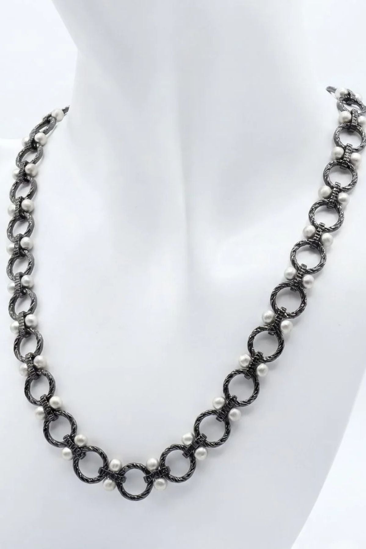 Valentine Rouge - Short Gunmetal and Silver Circle Necklace